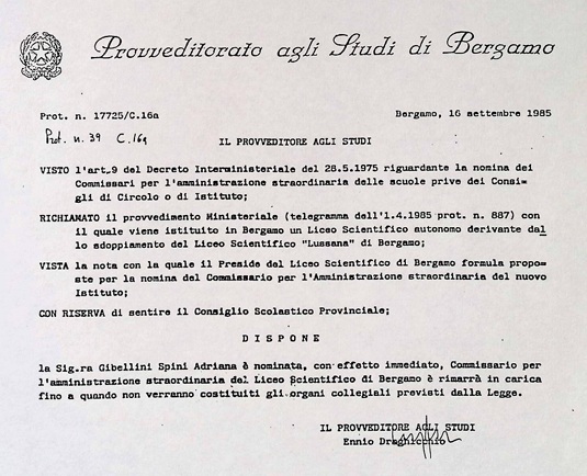 1985 1986 Nomina Commissario Straordinario