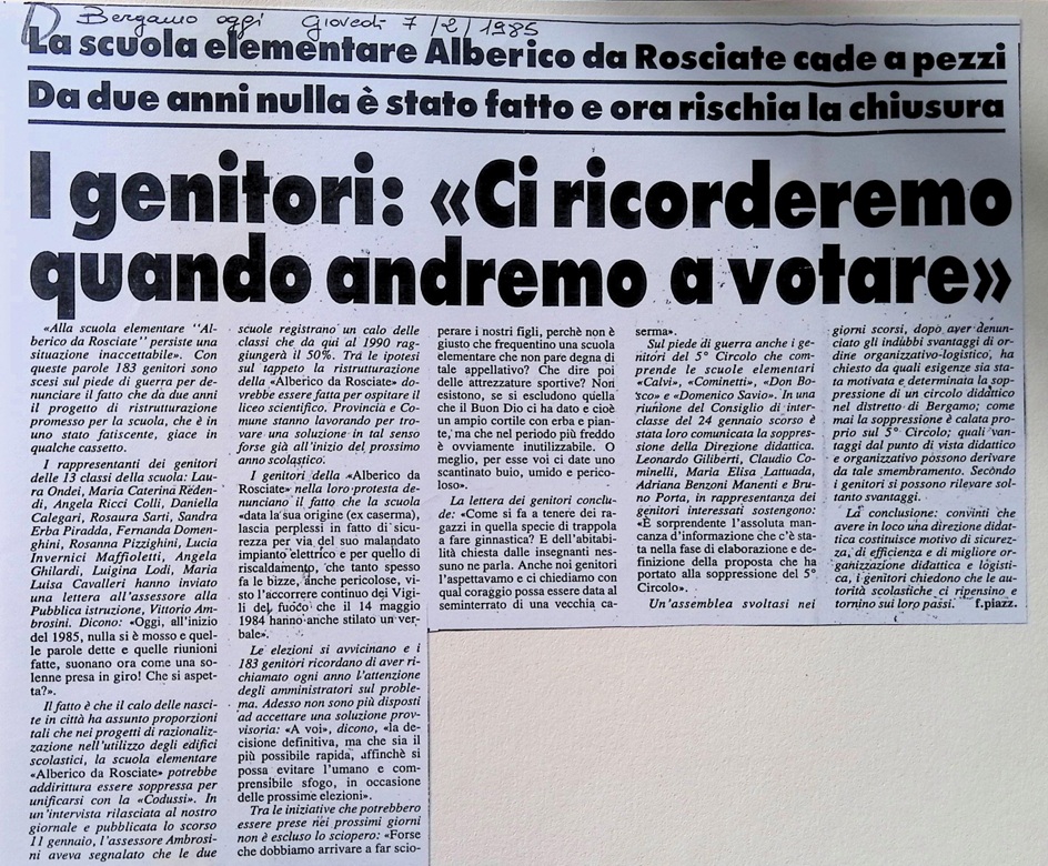 1985.02.07 La Scuola Alberico Da Rosciate Cade A Pezzi