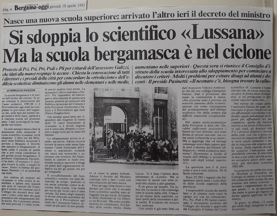1985.04.18 Si Sdoppia Lo Scientifico Lussana