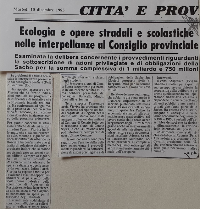 1985.12.10 Ecologia E Opere Stradali E Scolastiche