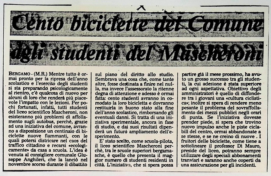 1986.05.18 Cento Biciclette Del Comune Agli Studenti Del Mascheroni