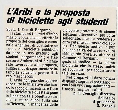 1986.05.18 L Aribi E La Proposta Di Biciclette Agli Studenti