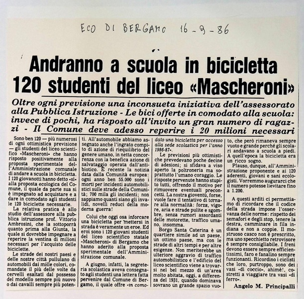 1986.09.16 Andranno A Scuola In Bici 120 Studenti Del Liceo Mascheroni