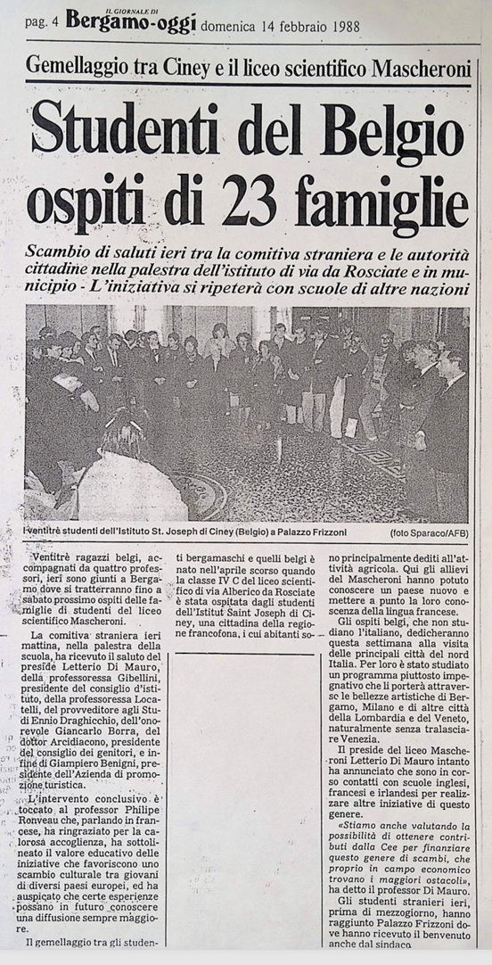 1988.02.14 Studenti Del Belgio Ospiti Di 23 Famiglie