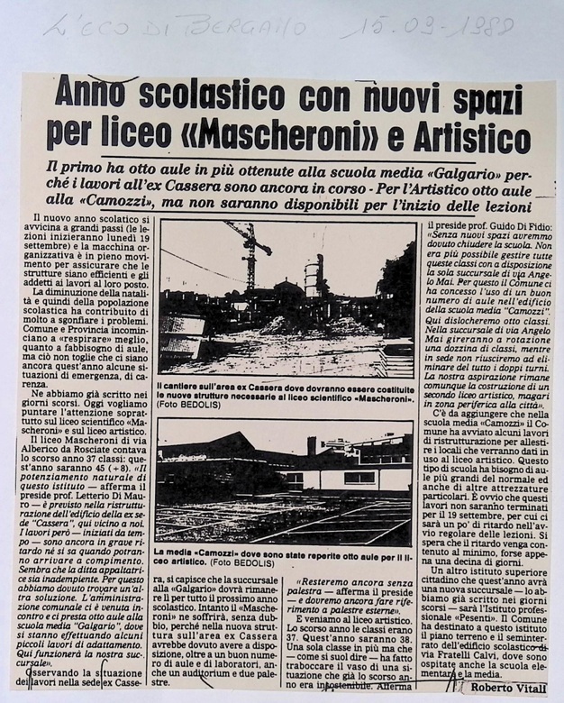 1988.03.15 Anno Scolastico Con Nuovi Spazi Per Liceo Mascheroni