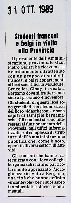 1989.10.31 Studenti Francesi E Belgi Ospiti Al Mascheroni