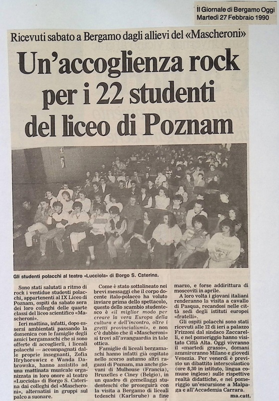 1990.02.27 Un Accogilenza Rock Per I 22 Studenti Del Liceo Di Poznam