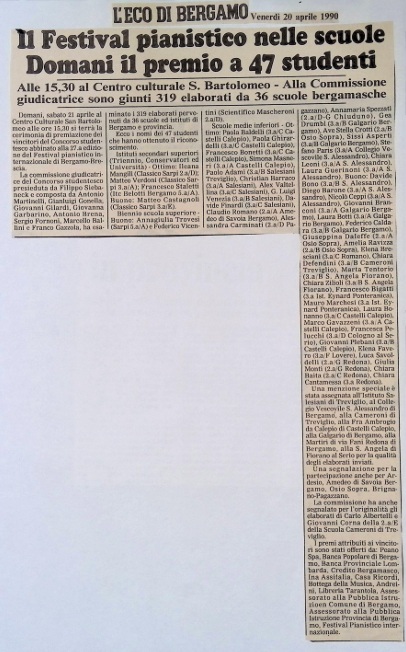 1990.04.20 Il Festival Pianistico Nelle Scuole. Domani Il Premio A 47 Studenti.