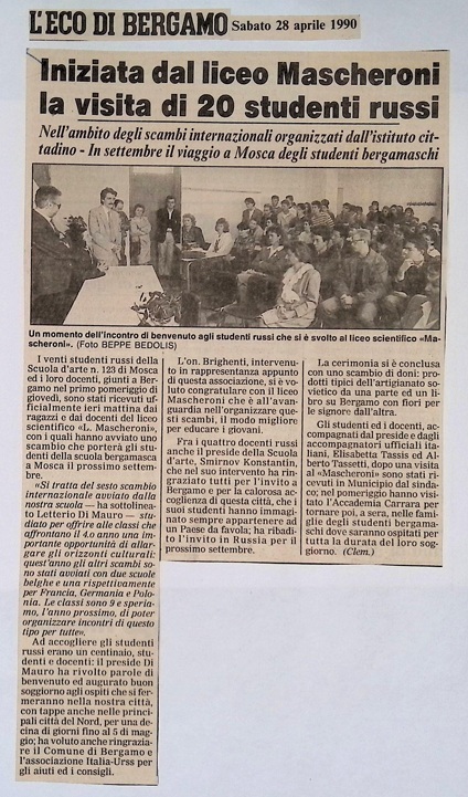 1990.04.28 Iniziata Dal Liceo Mascheroni La Visita Di 20 Studenti Russi