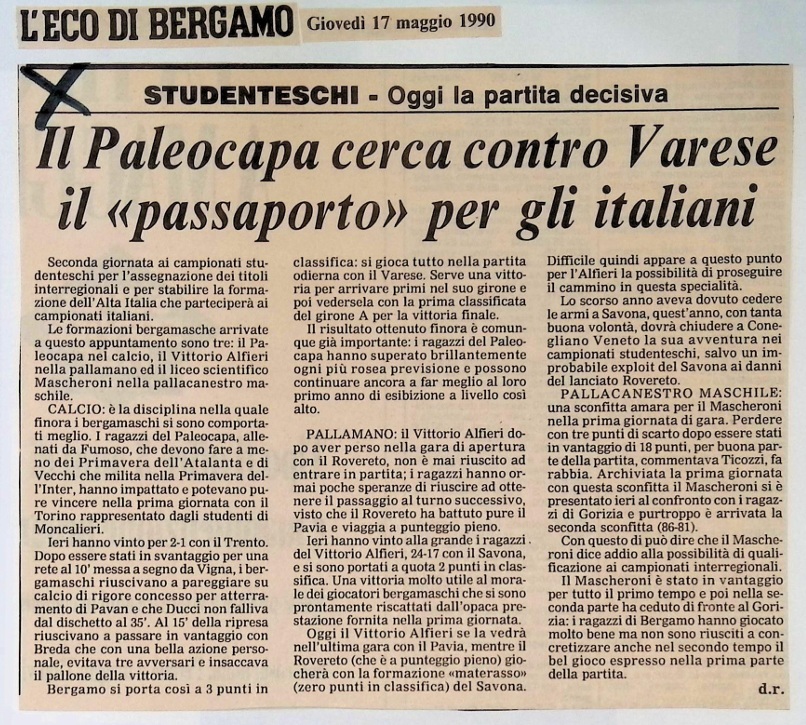 1990.05.17 Mascheroni Agli Interregionali Per Pallacanestro (sconfitto)