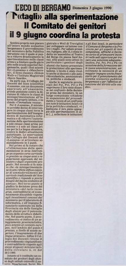 1990.06.05 I Tagli Alla Sperimentazione Il Comitato Genitori Nil 9 Giugno Coordina La Protesta