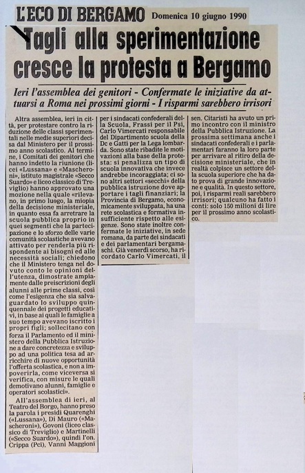 1990.06.10 Tagli Alla Sperimentazione Cresca La Protesta A Bergamo