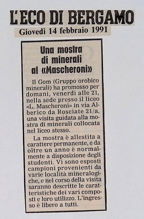 1991.02.14 Una Mostra Di Minerali Al Mascheroni