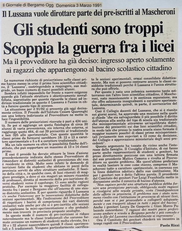1991.03.03 Gli Studenti Sono Troppi. Scoppia La Guerra Fra I Licei