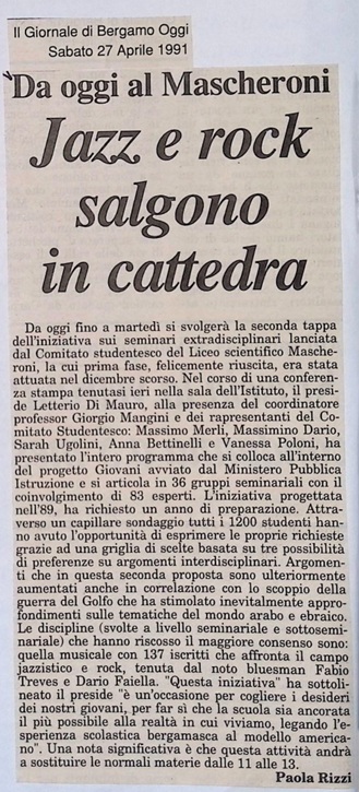 1991.04.27 Da Oggi Al Macheroni Jazz E Rock Salgono In Cattedra