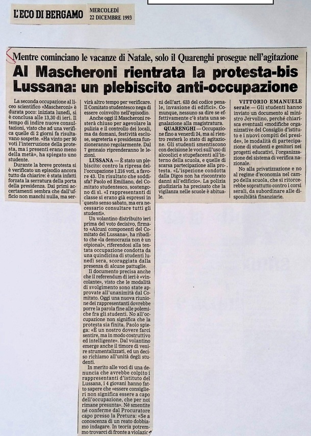 1993.12.22 Al Mascheroni Rientra La Protesta Bis