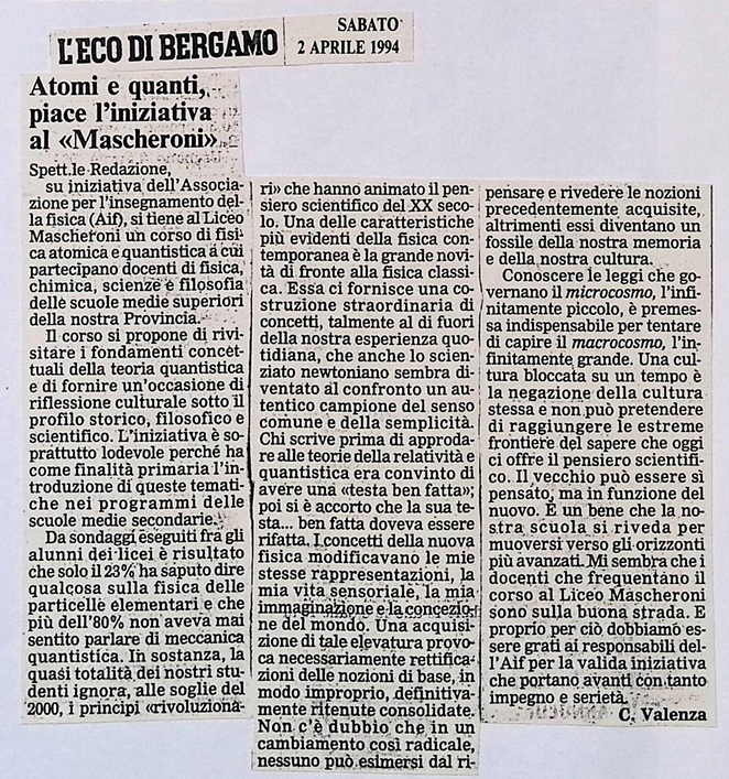 1994.04..02 Atomi E Quanti, Piace L Iniziativa Al Mascheroni