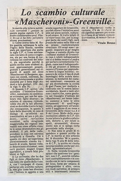 1997.01.12 Lo Scambuo Cultiurale Mascheroni Greenville