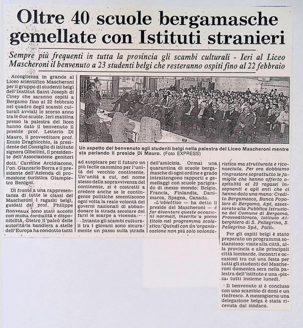 1997.02.00 Oltre 40 Scuole Bergamasche Gemellate Con Istituti Stranieri