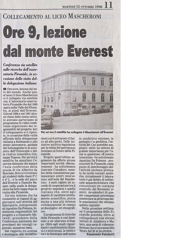 1998.10.13 Ore 9, Lezione Dal Monte Everest