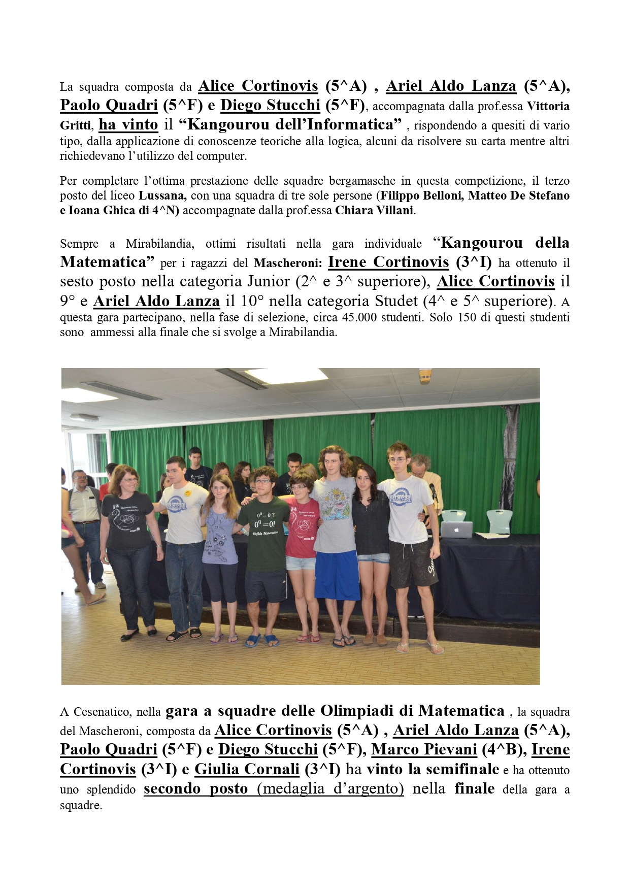 Studenti bergamaschi svettano nelle gare nazionali di matematica  - Bergamonews Maggio 2013 Page 0002
