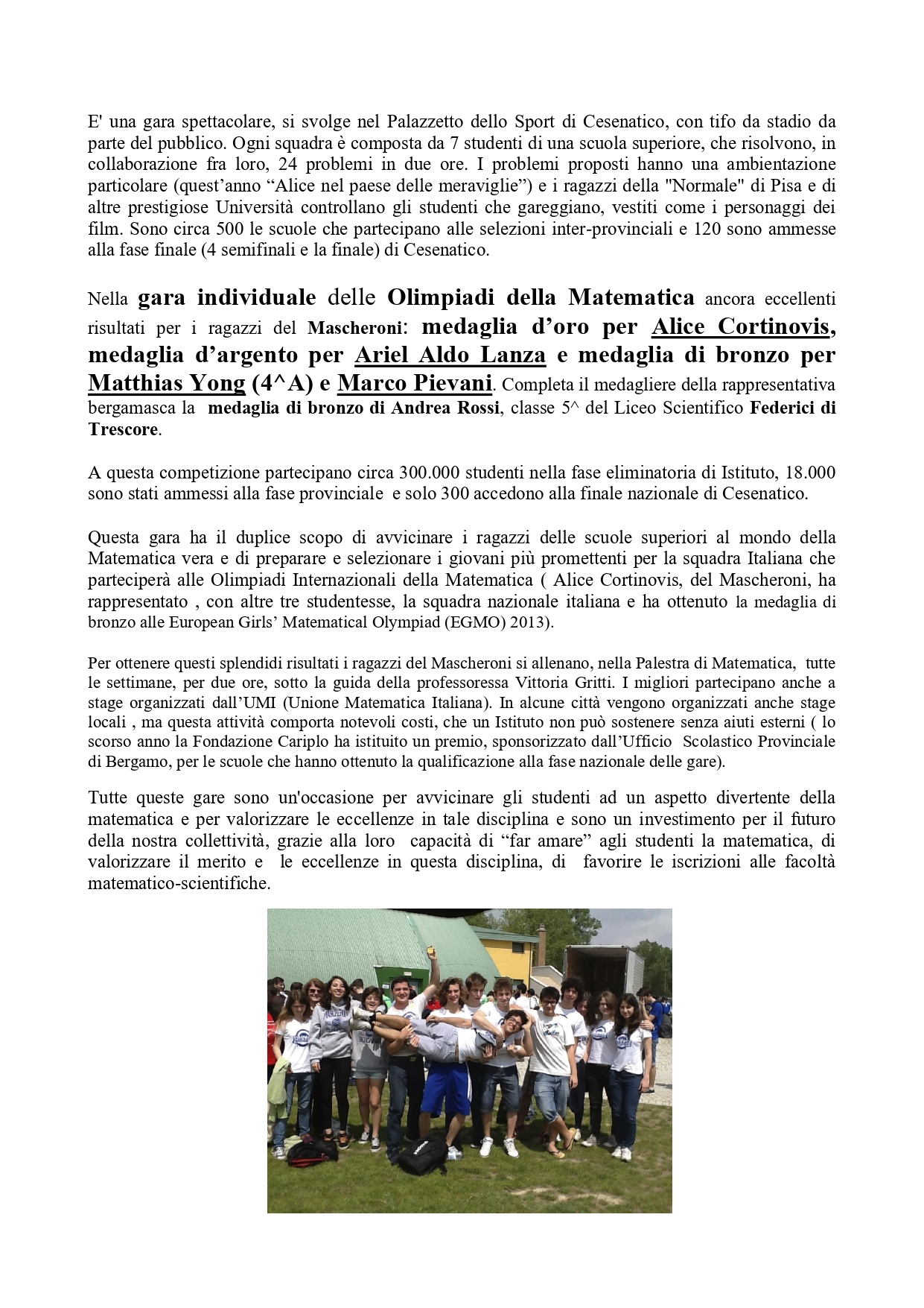 Studenti bergamaschi svettano nelle gare nazionali di matematica  - Bergamonews Maggio 2013 Page 0003